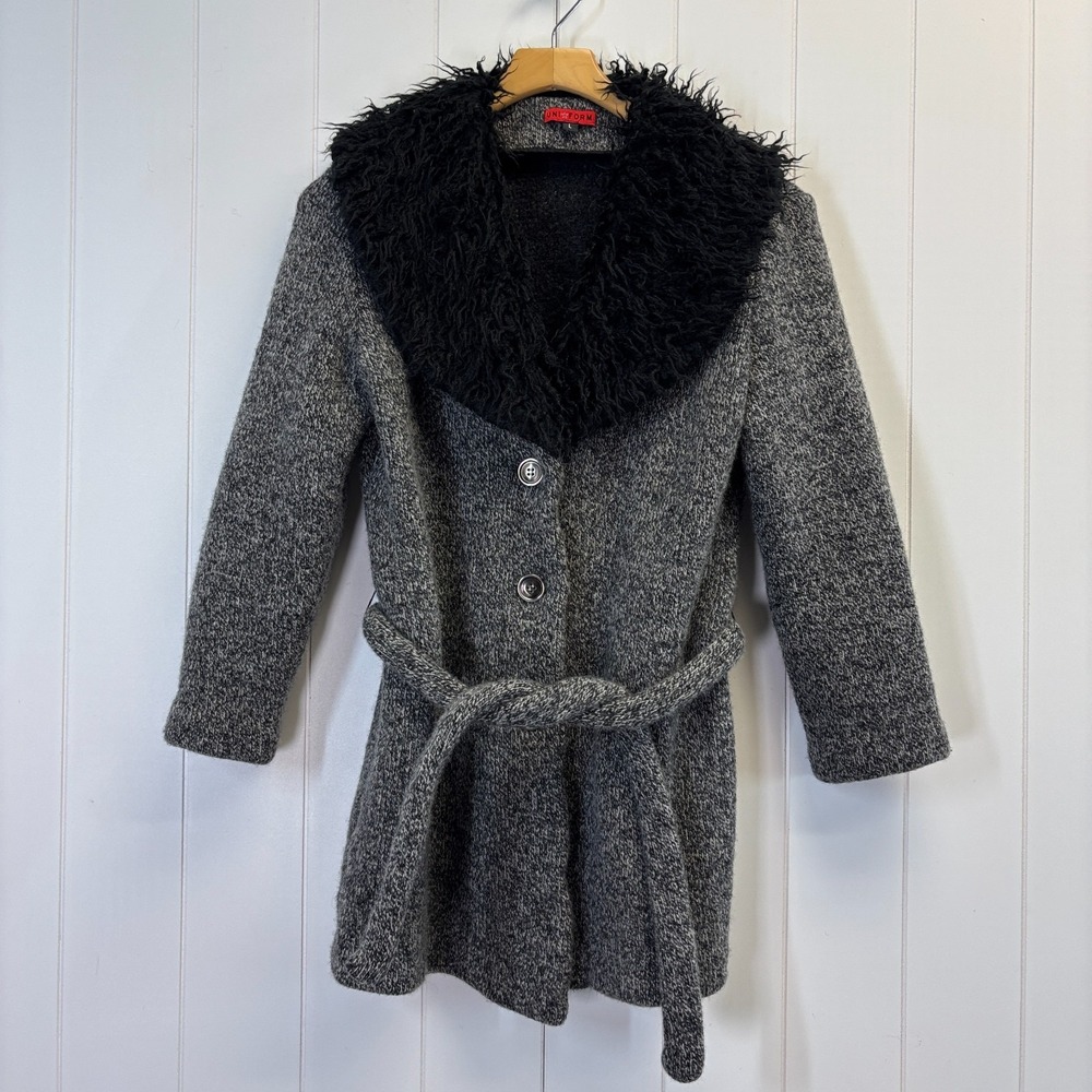 UNI-FORM Y2K Dark Academia Wool Pea Coat Women Size L Shabby Chic Mob Wife